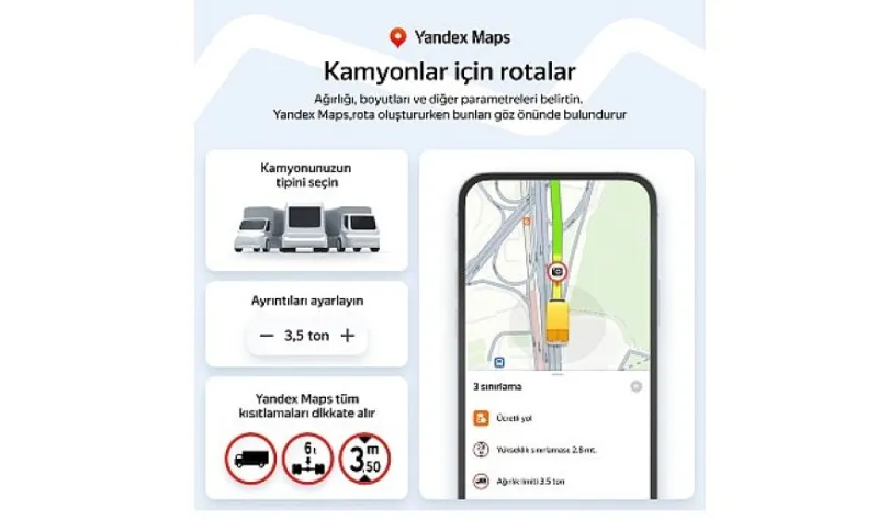 Yandex Maps, Kamyonlara Özel Navigasyon Özelliğini Türkiye’de Kullanıma Sundu