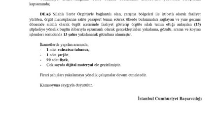 İstanbul’da DEAŞ’a 13 gözaltı!