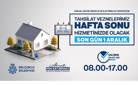 Emlak ve Çevre Temizlik Vergisi Ödemelerinde Son Gün 1 Aralık