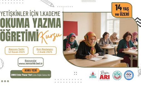 Yetişkinler İçin 1. Kademe Okuma Yazma Öğretimi Kursu Açılacak