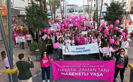 Menemenli kadınlardan pembe yürüyüş!