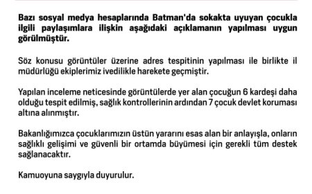 Batman’da sokakta uyuyan çocuk ve kardeşleri devlet korumasında