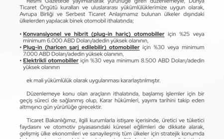 Otomobil ithalatında yeni düzenleme… İthal otomobile yeni vergi