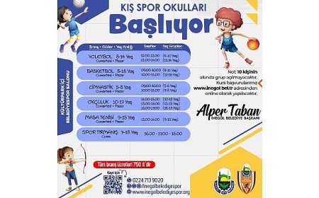 İnegöl Belediyesi Kış Spor Okullarında Kayıtlar Devam Ediyor