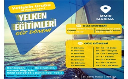 Yetişkin grubu yelken eğitimleri İzmir Marina’da devam ediyor