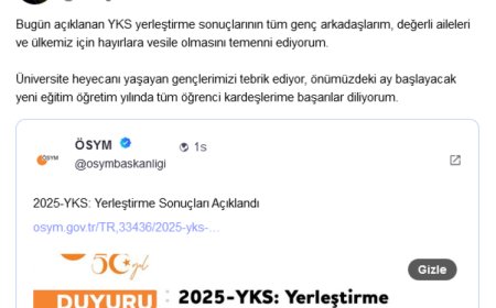Cumhurbaşkanı Erdoğan’dan gençlere tebrik