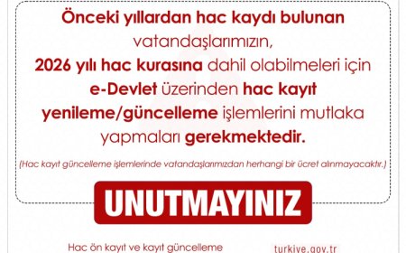 2026 Hac kurası için kayıt uyarısı!