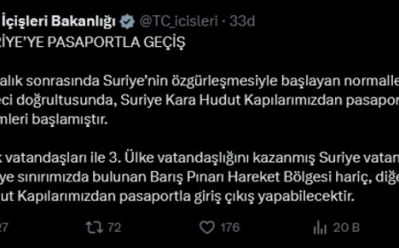 Suriye’ye pasaportla geçiş başladı