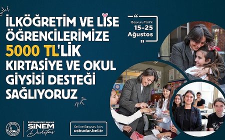 Üsküdar Belediyesi’nden öğrencilere 5 bin lira destek