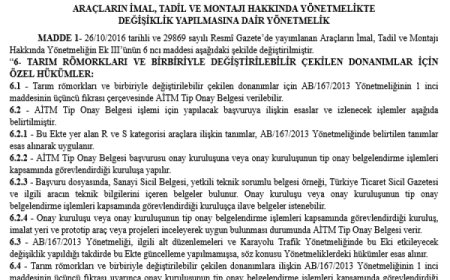 Tarım römorklarına yeni düzenleme