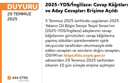 2025-YDS/İngilizce sınav sonuçları açıklandı