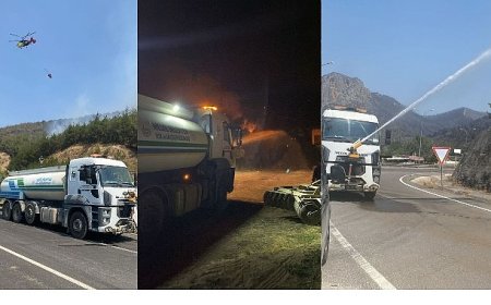 İnegöl Belediyesi’nden Yangın Bölgesindeki Söndürme Çalışmalarına Destek