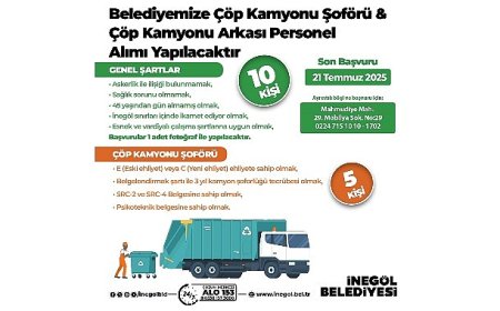 İnegöl Belediyesi 15 Personel Alacak