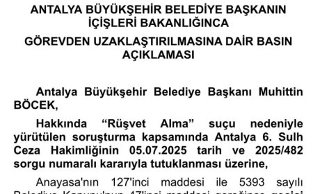 Muhittin Böcek görevden uzaklaştırıldı