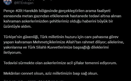 Cumhurbaşkanı Erdoğan’dan Pençe-Kilit şehitlerine taziye