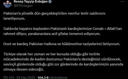 Cumhurbaşkanı Erdoğan’dan Pakistan’daki terör saldırısına kınama