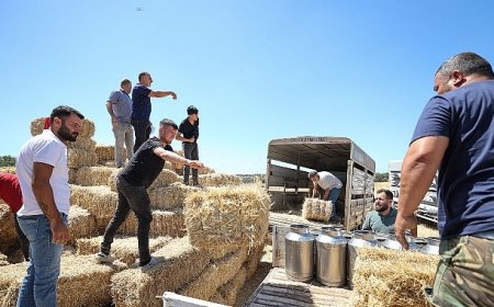Buca Belediyesi’nden hayvancılık yapan köylülere saman balyası desteği