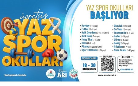 Nevşehir Belediyesi Yaz Spor Okulları Açılıyor