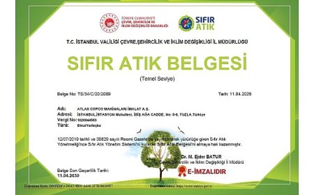 Atlas Copco Türkiye, Sürdürülebilirlik Vizyonunu Sıfır Atık Belgesi ile Güçlendirdi