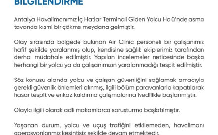 Antalya Havalimanı’nda asma tavan çöktü: 1 hafif yaralı!