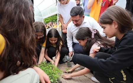 Okul Bahçesine Kurulan Sera’da 250 Fide Dikimi Yapıldı