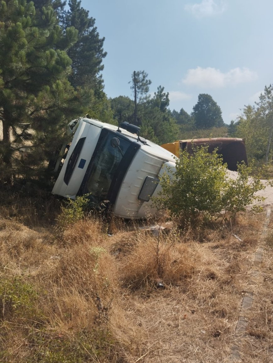 Kamyonunu bilerek devirdi, faciayı önledi