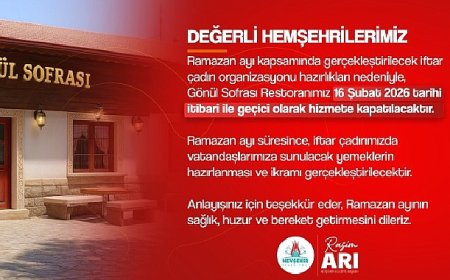 Gönül Sofrası Restoran İftar Çadırında Hizmet Verecek