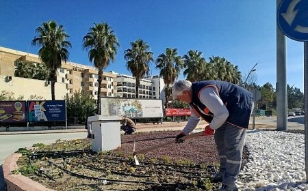 Kemer’de yeşil alanlarda bakım çalışması